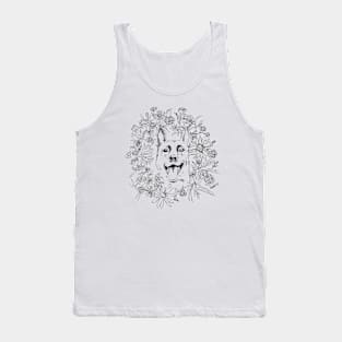 Smiling German Shepherd in Flowers Tank Top